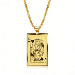 Collar con colgante de cartas de juego King Of Hearts, acero inoxidable, unisex, estilo Hip Hop Punk, joyería para fiesta - Product Image 5