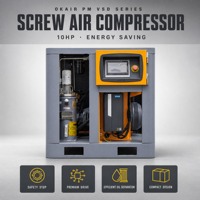Kompresor Udara Sekrup Inverter Frekuensi Variabel AOKEF 7.5KW 10HP IP54 PM VFD Hemat Energi 35% Lebih Hemat Biaya Listrik
