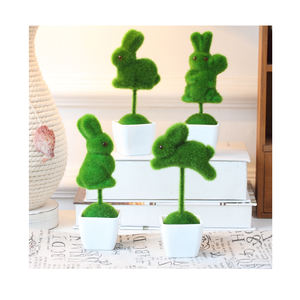 निर्माण Topiary घास काई कवर ग्रीन बनी खरगोश कृत्रिम काई जानवरों उद्यान सजावट के लिए - Product Image 1