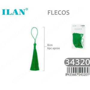 Ilan Flecos Frange con Nappine Verdi 8Cm, Confezione da 6 Pezzi (Approssimativamente) - Product Image 1