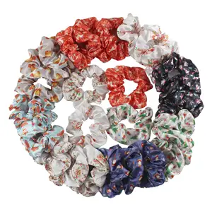 Mylulu Soft Hair Accessories Large Scrunchies Tecido Elastic Band Cord Hair Ties Snowman Natal Velvet Scrunchies Para Meninas