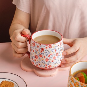 Vajilla de cerámica Floral para el desayuno, taza de café y agua, a la moda - Product Image 4