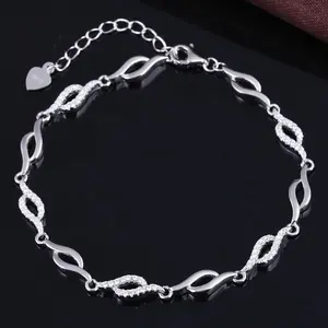 Fashion Jewelry Silver 925 CZ Stone Charm Bracelet Elegant Jewelry For Girls