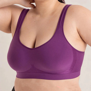Soutien-gorge sans fil pour femmes de grande taille avec de larges seins Bralette marron de taille Extra Large Full Cup Nylon Plus Size Bra - Product Image 6
