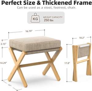 Reposapiés <span class=keywords><strong>de</strong></span> Madera Plegable con Cojín Suave, Otomana Moderna con Cojín <span class=keywords><strong>de</strong></span> Espuma X <span class=keywords><strong>de</strong></span> Bambú - Product Image 6