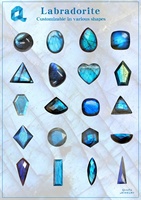 Labradorita triangular regordeta con fuerte piedra de protección mística de Flash azul-verde para joyería DIY accesorios espirituales