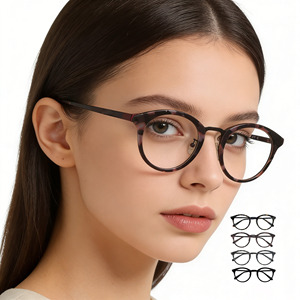 Montures optiques rétro pour femmes certifiées CE en acétate, 4 options de couleurs, lunettes de prescription rondes - Product Image 1