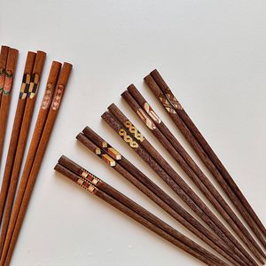 Baguettes Yuanjin en bois massif faites à la main, 10 pièces, bois de santal rouge, bois de aile de poulet, antidérapantes, ustensiles à sushi - Product Image 3