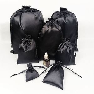 Sac d'emballage cosmétique de luxe personnalisé en satin avec cordon de serrage pour perruques, rangement anti-poussière, bijoux et sacs cadeaux en satin - Product Image 5