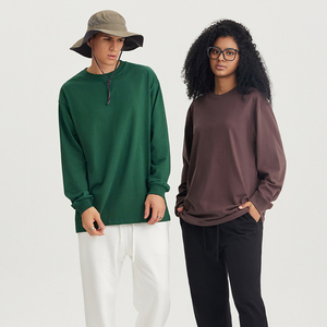 Autumn/Spring 240G Heavy Cotton <b>Men's</b> <b>Long</b> <b>Sleeve</b> T-<b>Shirt</b> round Neck Solid Color Undercover Knitted Fabric - Product Image 1