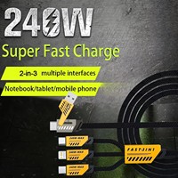 Câble de charge rapide 3 en 2 240W pour Micro USB Type C, câble de chargeur 1,2m, port USB multiple, câble de chargeur multiple pour Iphone Huawei
