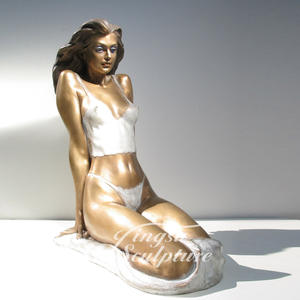 Statue de bronze de fille sexy grandeur nature, décoration personnalisée, art d'intérieur, design occidental moderne - Product Image 6