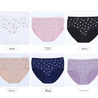 Culottes pour femmes en coton tricoté à imprimé floral, taille mi-haute, douces, respirantes, respectueuses de la peau, multicolores, pour usage quotidien