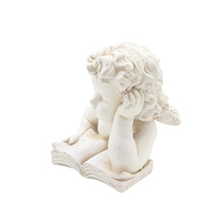Statue de chérubin couché en résine lisant un livre, figurine d'ange blanc antique, sculpture décorative de jardin