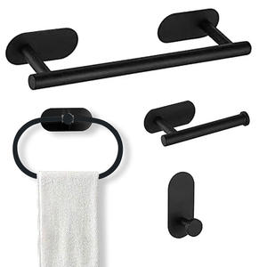 Juego de Accesorios de Baño de Hierro sin Perforaciones, Diseño Especial, Portarrollos, Toallero, Gancho Estilo Europeo, Juego de Cuatro Piezas para Hotel - Product Image 1