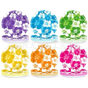 Assiettes en papier jetables à motif de fleurs d'hibiscus, vaisselle ronde pour les pique-niques, les anniversaires et les rassemblements - Product Image 1