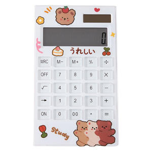 High Quality 12-Digit Transparent Button Solar Scientific Mini Calculator Cute Cartoon Printed <b>Square</b> Design Plastic Dual Power - Product Image 2