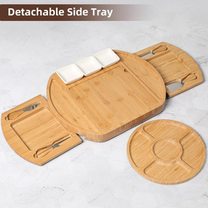 Juego de bandejas de servir de bambú de 15.75x12.99 pulgadas con cuchillos para queso, para aperitivos, frutas, vino y decoraciones para el hogar - Product Image 3