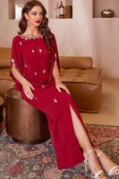 Robe du Moyen-Orient, vêtements de Dubaï, vente en gros, robe longue à manches longues et col en V, robe de bal musulmane pour l'Aïd