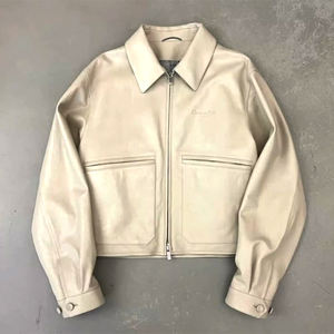 Chaqueta de invierno de mezclilla para hombre, personalizada, con cremallera completa, de cuero tejido, estilo Y2K vintage, lavado ácido, bordada, cortavientos y transpirable. - Product Image 1