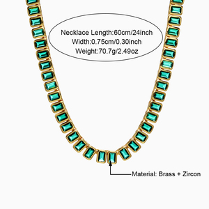 Collar de Tenis con Bisel Brillante Chapado en Oro para Mujer, Conjunto de Joyería con Diamantes de Imitación, Collar de Tenis con Esmeraldas Estilo Hip Hop - Product Image 6