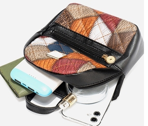 Nouveau <span class=keywords><strong>sac</strong></span> à dos mini imperméable en PU pour femme, style bohème national, motif géométrique vintage, <span class=keywords><strong>sac</strong></span> d'école portable, <span class=keywords><strong>sac</strong></span> à <span class=keywords><strong>bandoulière</strong></span> - Product Image 3