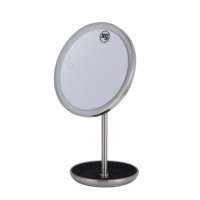 Miroir de maquillage de bureau à LED de 8 pouces avec grossissement, double face, batterie rechargeable