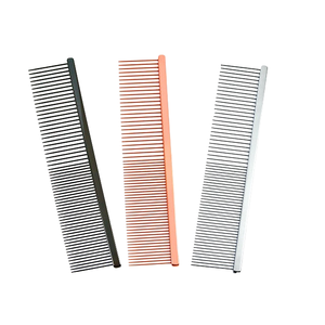 Peigne professionnel pour le toilettage des poils des animaux domestiques (chats et chiens), extrémités arrondies colorées, en acier inoxydable, pour démêler les nœuds et les boucles - Product Image 4