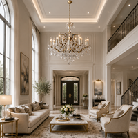 Lustre de salon en cristal français, suspension de luxe à bougies, pour hôtels, villas, projets, vente en gros, OEM, ODM, éclairage décoratif pour la maison