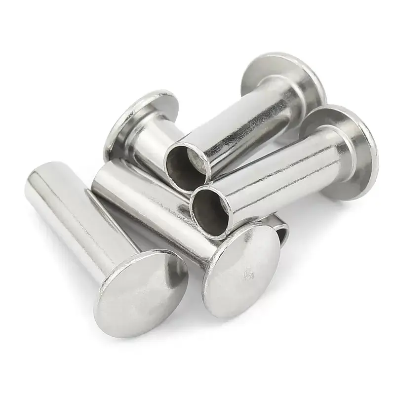 Remaches semitubulares de aluminio y acero inoxidable, remaches semitubulares de cabeza plana semihueca, fabricante de China