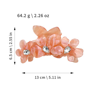 Barrettes à cheveux en acétate avec fleurs serties de diamants, design élégant, pour la décoration - Product Image 4