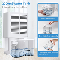 Déshumidificateur 2023 Vente chaude Petit déshumidificateur 2L pour la maison Chambre à coucher Noir Télécommande Déshumidificateur de salle de bain avec pompe