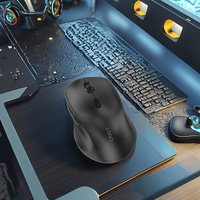 Mouse Optik Nirkabel Ergonomis OEM Senyap 2.4Ghz BT Antarmuka USB 1600 DPI 6 Tombol Dua Tangan Bertenaga Baterai