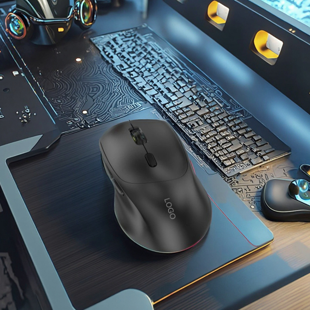 OEM Ergonomic Silent Wireless Optical Mouse 2.4Ghz BT USB Interface 1600 DPI 6 Buttons Both-Handed Stock Battery Powered for
