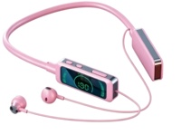 Headphone Nirkabel Leher, Earphone Olahraga 6.0 dengan Layar LED Penunjuk Daya, Suara Stereo HiFi untuk Gym, Lari, dan Olahraga