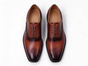 Chaussures habillées brogues marron en cuir véritable pour hommes, à semelle épaisse, à lacets, bout pointu, pour mariage et bureau, doublure en peau de porc - Product Image 6