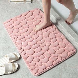 Dayanıklı hızlı kurutma bellek köpük Bathmat kaymaz süper emici halı banyo için ev kullanımı için püsküllü Set - Product Image 1