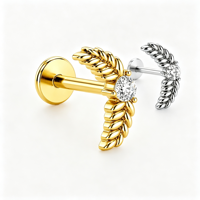 Boucles d'oreilles pendantes Freya en acier inoxydable 316L avec zircon cubique, à visser, pour piercing hélix, tragus, nez et bijoux de corps