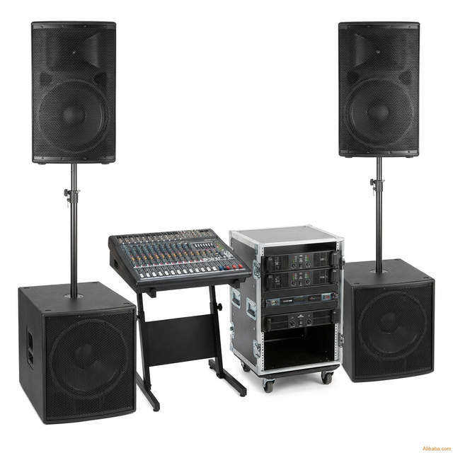 Professional 15 Inch PA System with 18 Inch Subwoofer Stage Sound Speakers Set for DJ Live Band Concert Wedding PS15 LS1200
