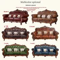 Canapé trois places en PU européen pour salon, entièrement en bois massif, éponge de qualité supérieure, revêtement en cuir véritable pleine fleur, mobilier luxueux
