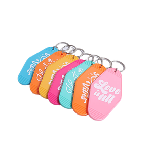 Tùy chỉnh thiết kế đôi bên in Nhựa Keychain Cá nhân hoá tùy chỉnh Retro motel Keychain motel <span class=keywords><strong>Key</strong></span> tag - Product Image 1