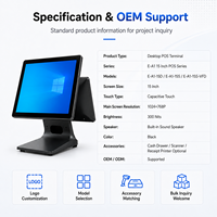Terminal Punto de Venta Todo en Uno de 15 Pulgadas Compatible con Cajón de Efectivo, Escáner e Impresora de Recibos