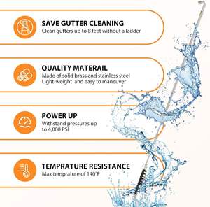 Asta di Prolunga <span class=keywords><strong>per</strong></span> Idropulitrice da 2,4 Metri <span class=keywords><strong>per</strong></span> <span class=keywords><strong>Pulizia</strong></span> <span class=keywords><strong>Grondaie</strong></span> con 6 Ugelli Spray, 3 Accessori <span class=keywords><strong>per</strong></span> <span class=keywords><strong>Pulizia</strong></span> <span class=keywords><strong>Grondaie</strong></span> Asta Curva - Product Image 3