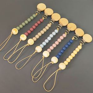 New Baby Product, Beech Wood Clip, Animal Shaped Wood <b>Bead</b>, <b>Silicone</b> Party Gift <b>Bead</b> Chain, Anti Drop Chain - Product Image 2