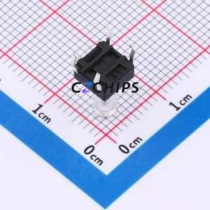 TSA06131-110B332CN Tactile Switch Through hole-4P,6.1x6.1mm Switch Single Pole Single Throw Round Button 1.8N 6.1mm - Product Image 2
