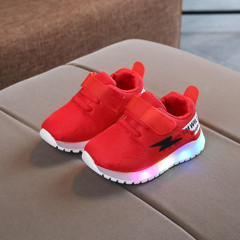 2021 Spring And Autumn New Children's Shoes Led Light-up Children's Sports Shoes Boys And Girls Mesh Lightweight Light-emitting 