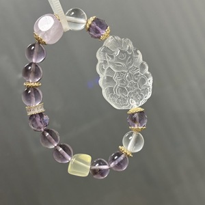 <span class=keywords><strong>Bracciale</strong></span> elegante <span class=keywords><strong>con</strong></span> perline di quarzo trasparente in ametista naturale <span class=keywords><strong>con</strong></span> <span class=keywords><strong>bracciale</strong></span> di protezione della mitologia cinese a nove code intagliato <span class=keywords><strong>volpe</strong></span> - Product Image 2