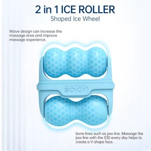 Meilleure vente rouleau à glace S30 en forme de W en forme de V 2 en 1 rouleau de <span class=keywords><strong>Derma</strong></span> de refroidissement de la peau rouleau de Massage du visage du corps avec housse de protection - Product Image 3