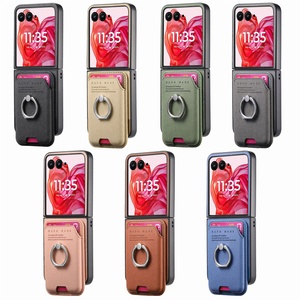Étui en cuir magnétique pour <span class=keywords><strong>Motorola</strong></span> Razr60 Ultra Razr50 Razr+ 2025 avec porte-cartes, support anneau et texture gaufrée, coque de protection - Product Image 6