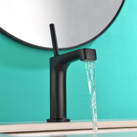 Robinet de lavabo en laiton à monter sur comptoir, 1 poignée, monotrou, cartouche céramique, design moderne, finition chromée, garantie 5 ans